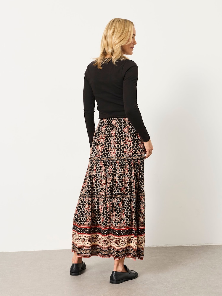 FatFace Jayla Black Linear Sketch Floral Maxi Skirt - Image 2 of 6 FatFace Jayla Black Linear Sketch Floral Maxi Skirt - Image 2 of 6