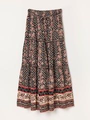 FatFace Jayla Black Linear Sketch Floral Maxi Skirt - Image 6 of 6