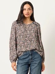 FatFace Sofia Navy Meadow Embroidered Blouse - Image 1 of 5