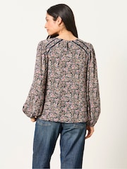 FatFace Sofia Navy Meadow Embroidered Blouse - Image 2 of 5