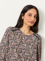 FatFace Sofia Navy Meadow Embroidered Blouse - Image 3 of 5