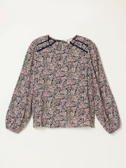 FatFace Sofia Navy Meadow Embroidered Blouse - Image 5 of 5