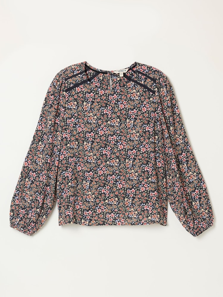 FatFace Sofia Navy Meadow Embroidered Blouse - Image 5 of 5 FatFace Sofia Navy Meadow Embroidered Blouse - Image 5 of 5