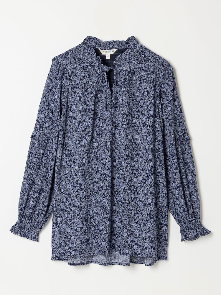 FatFace Eddie Blue 2 Tone Floral Tunic - Image 1 of 1