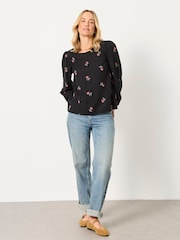 FatFace Sofia Black Embroidered Blouse - Image 4 of 6