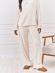 Chelsea Peers Natural Ribbed Knit Joggers - Image 2 of 5