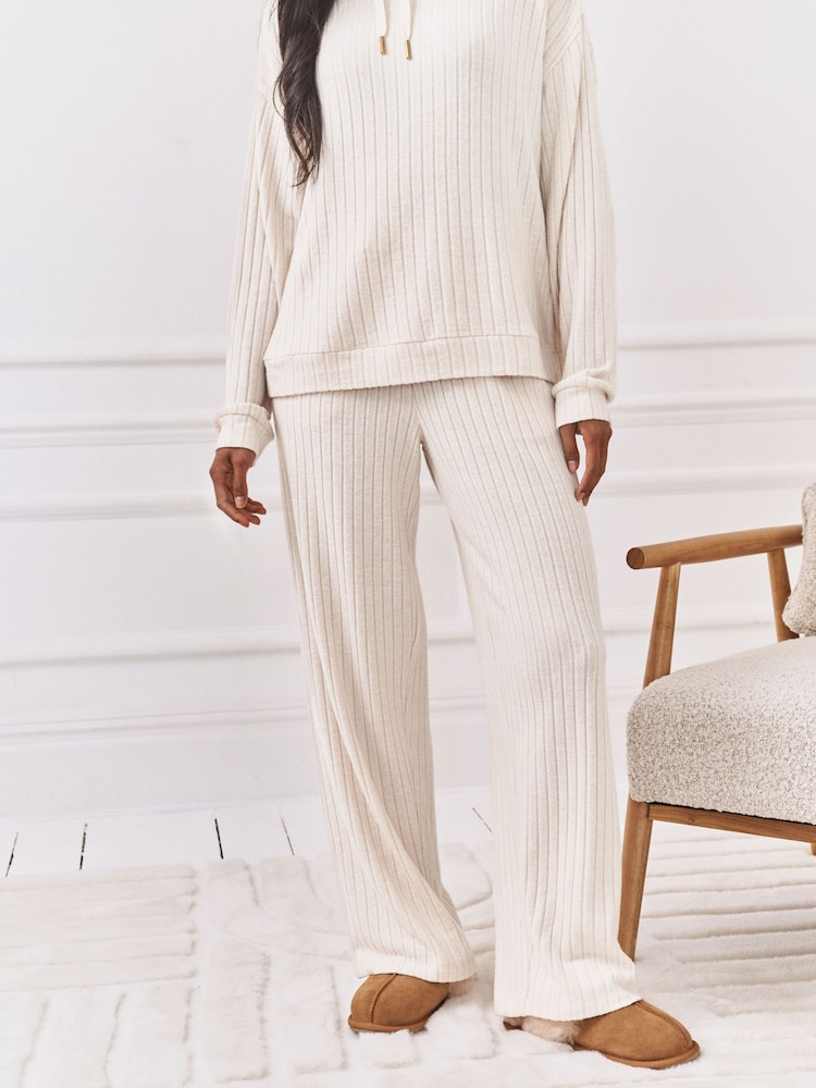 Chelsea Peers Natural Ribbed Knit Joggers - Image 2 of 5