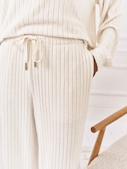 Chelsea Peers Natural Ribbed Knit Joggers - Image 3 of 5