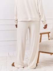 Chelsea Peers Natural Ribbed Knit Joggers - Image 4 of 5