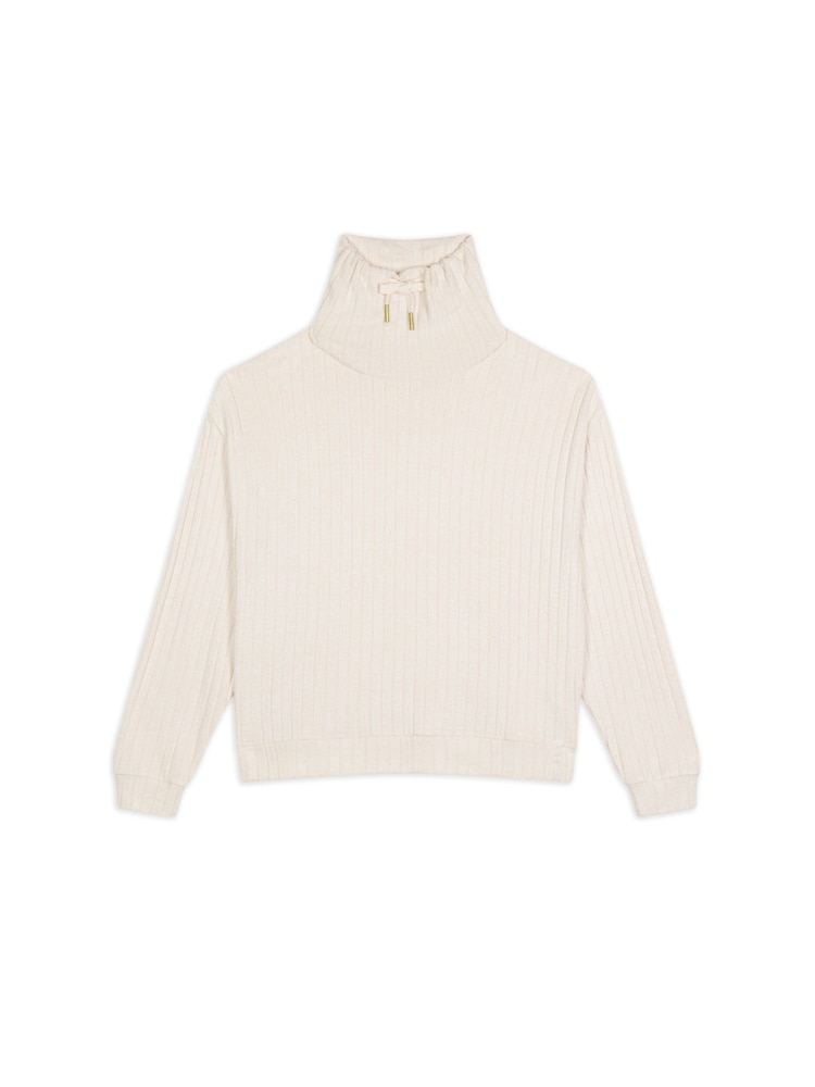 Chelsea Peers Natural Ribbed Knit High Neck Sweatshirt - Image 7 of 7 Chelsea Peers Natural Ribbed Knit High Neck Sweatshirt - Image 7 of 7