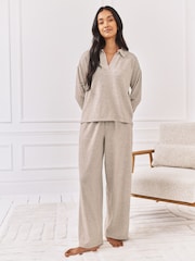 Chelsea Peers Grey Slub Knit Marl Joggers - Image 1 of 7