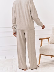 Chelsea Peers Grey Slub Knit Marl Joggers - Image 4 of 7
