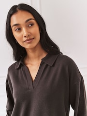 Chelsea Peers Brown Slub Knit Marl V-Neck Sweatshirt - Image 5 of 7