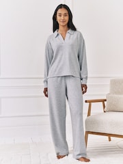 Chelsea Peers Grey Slub Knit Marl Joggers - Image 1 of 5