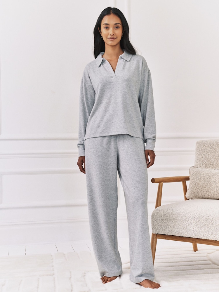 Chelsea Peers Grey Slub Knit Marl Joggers - Image 1 of 5