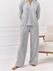 Chelsea Peers Grey Slub Knit Marl Joggers - Image 2 of 5