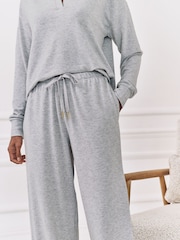 Chelsea Peers Grey Slub Knit Marl Joggers - Image 3 of 5