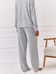 Chelsea Peers Grey Slub Knit Marl Joggers - Image 4 of 5