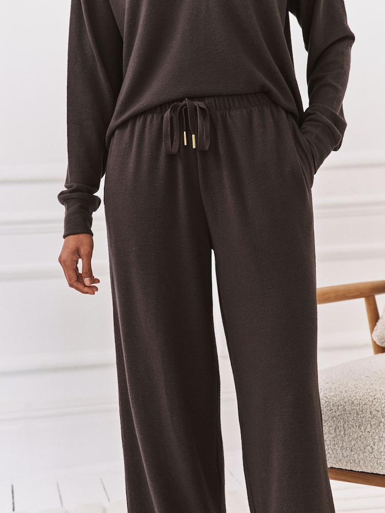 Chelsea Peers Brown Slub Knit Marl Joggers - Image 2 of 5