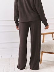 Chelsea Peers Brown Slub Knit Marl Joggers - Image 3 of 5