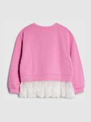River Island Oversized Lace Hem Sweat Top - Imaginea 2 din 4
