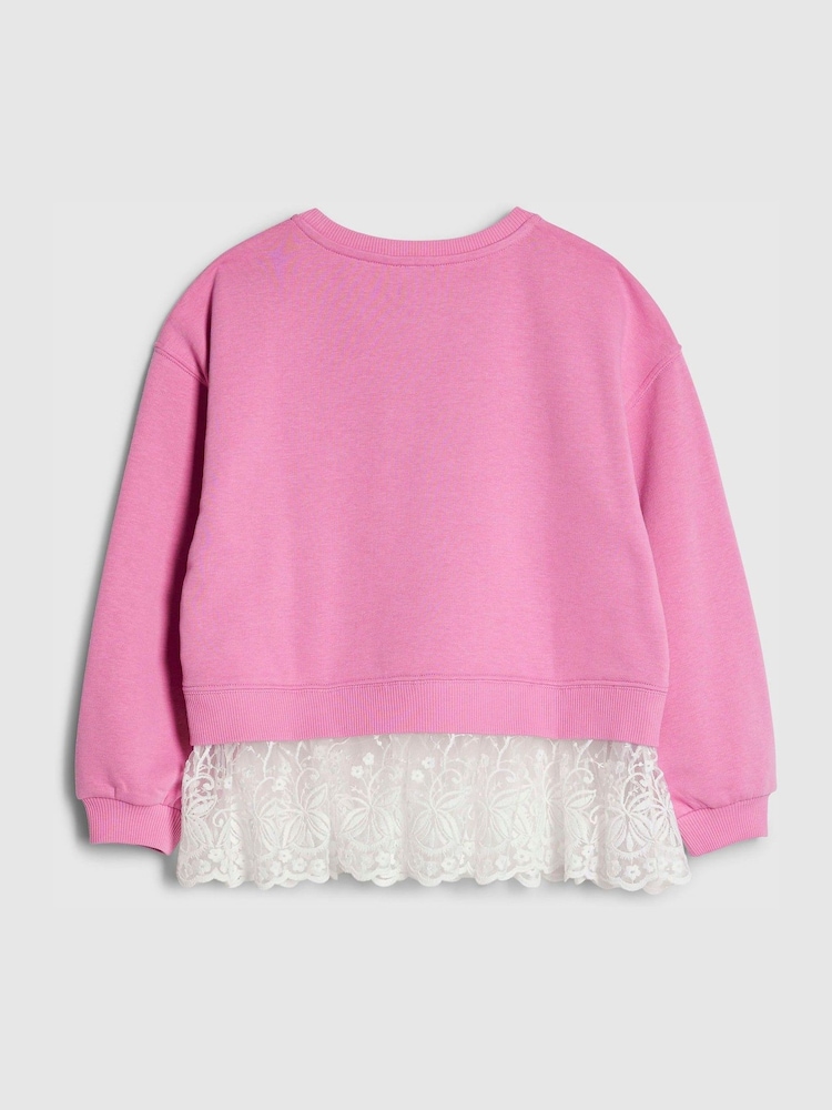 River Island Oversized Lace Hem Sweat Top - Imaginea 2 din 4