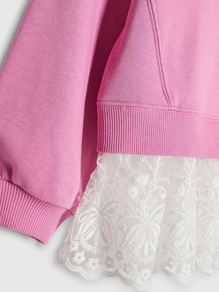 River Island Oversized Lace Hem Sweat Top - Imaginea 4 din 4