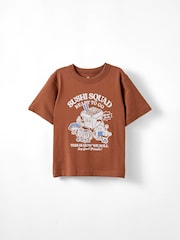 Cotton On Brown Jonny Short Sleeve Graphic Print T-Shirt - Image 1 of 2