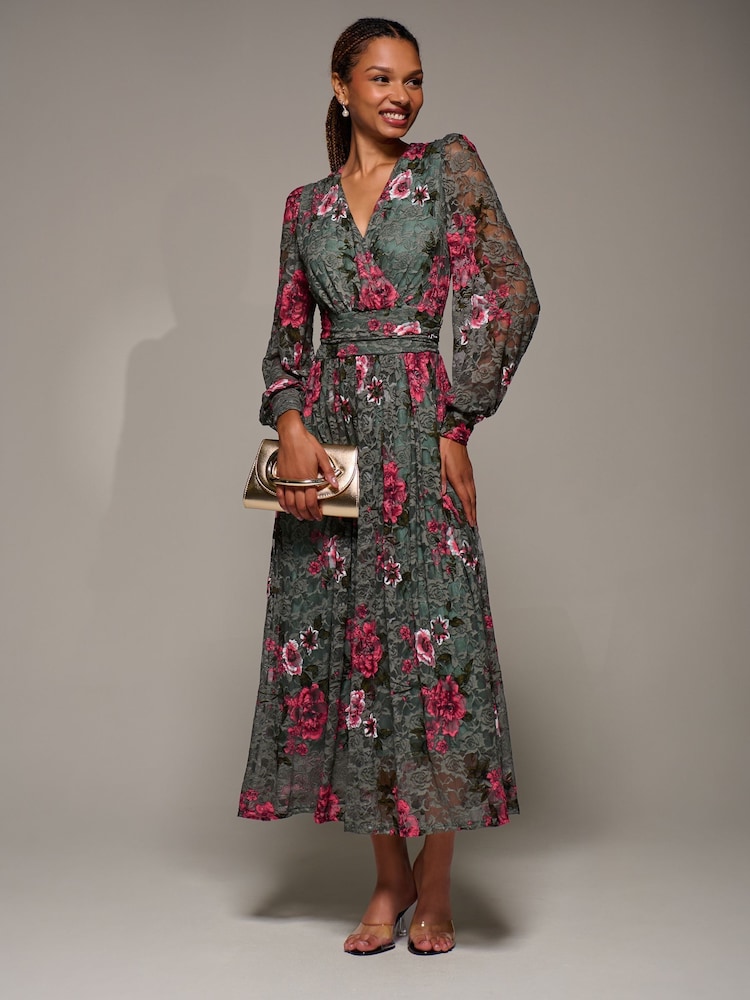 أخضر - Jolie Moi Long Sleeve Printed Lace Midaxi Dress - صورة 1 من 6 أخضر - Jolie Moi Long Sleeve Printed Lace Midaxi Dress - صورة 1 من 6