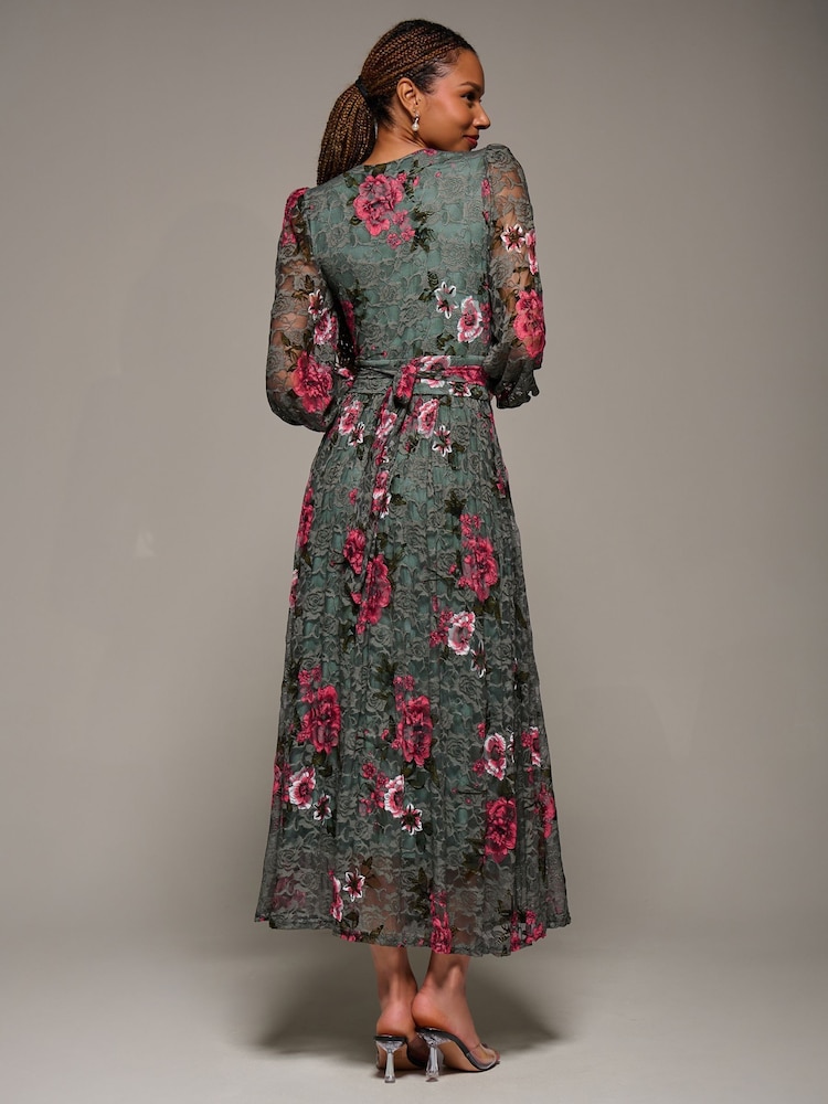 أخضر - Jolie Moi Long Sleeve Printed Lace Midaxi Dress - صورة 2 من 6 أخضر - Jolie Moi Long Sleeve Printed Lace Midaxi Dress - صورة 2 من 6