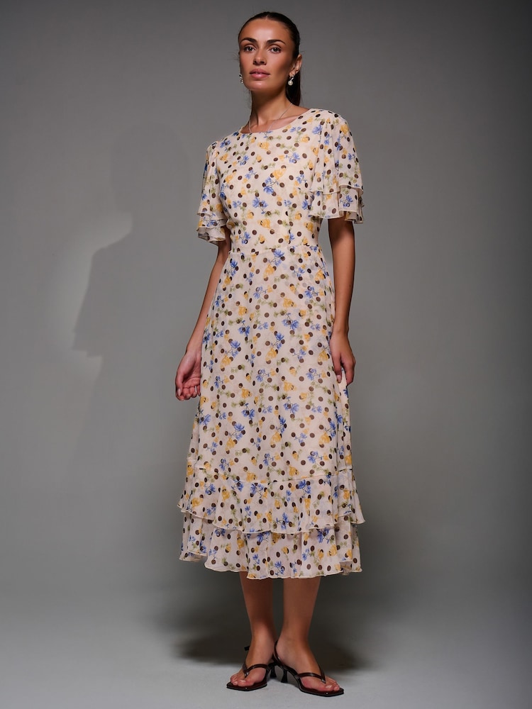 بيج - فستان متوسط الطول من الشيفون بتفاصيل مكشكشة من Jolie Moi - صورة 6 من 6 بيج - فستان متوسط الطول من الشيفون بتفاصيل مكشكشة من Jolie Moi - صورة 6 من 6