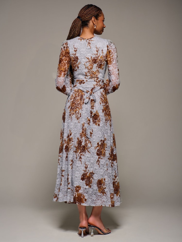 أزرق - Jolie Moi Long Sleeve Printed Lace Midaxi Dress - صورة 2 من 6 أزرق - Jolie Moi Long Sleeve Printed Lace Midaxi Dress - صورة 2 من 6