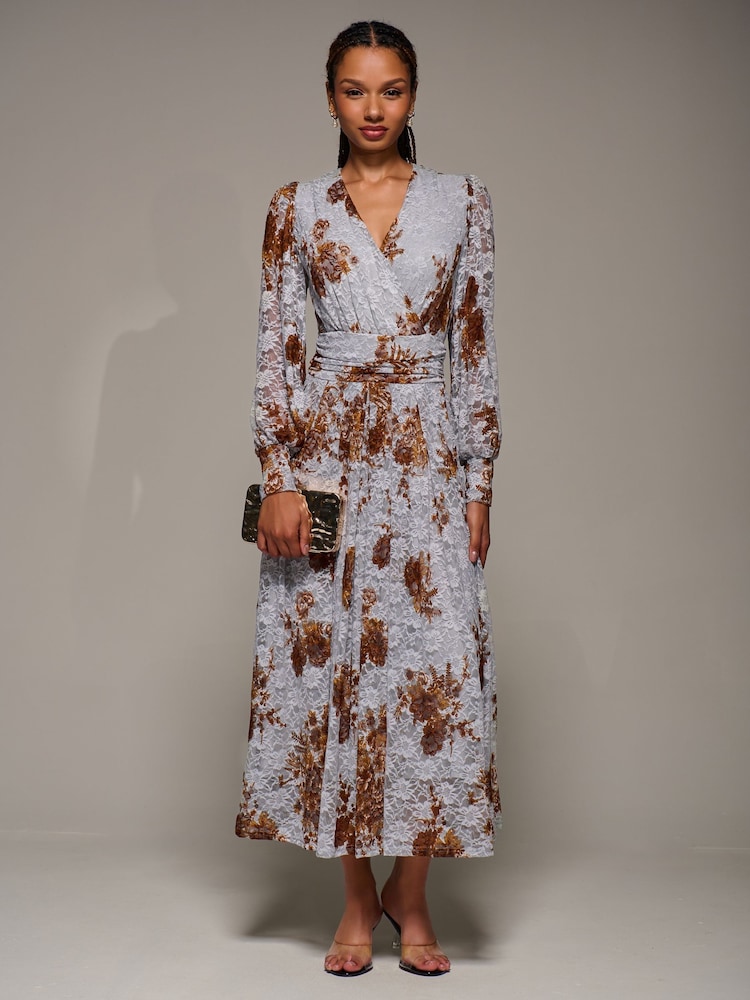 أزرق - Jolie Moi Long Sleeve Printed Lace Midaxi Dress - صورة 6 من 6 أزرق - Jolie Moi Long Sleeve Printed Lace Midaxi Dress - صورة 6 من 6