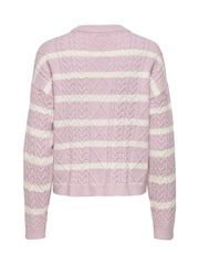 ONLY Pink Round Neck Cosy Cable Knit Jumper - Image 2 of 2