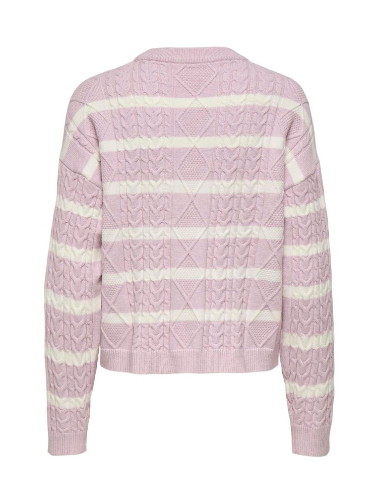 ONLY Pink Round Neck Cosy Cable Knit Jumper - Image 2 of 2