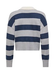 ONLY Green V-Neck Stripe Knitted Polo Shirt - Image 3 of 3