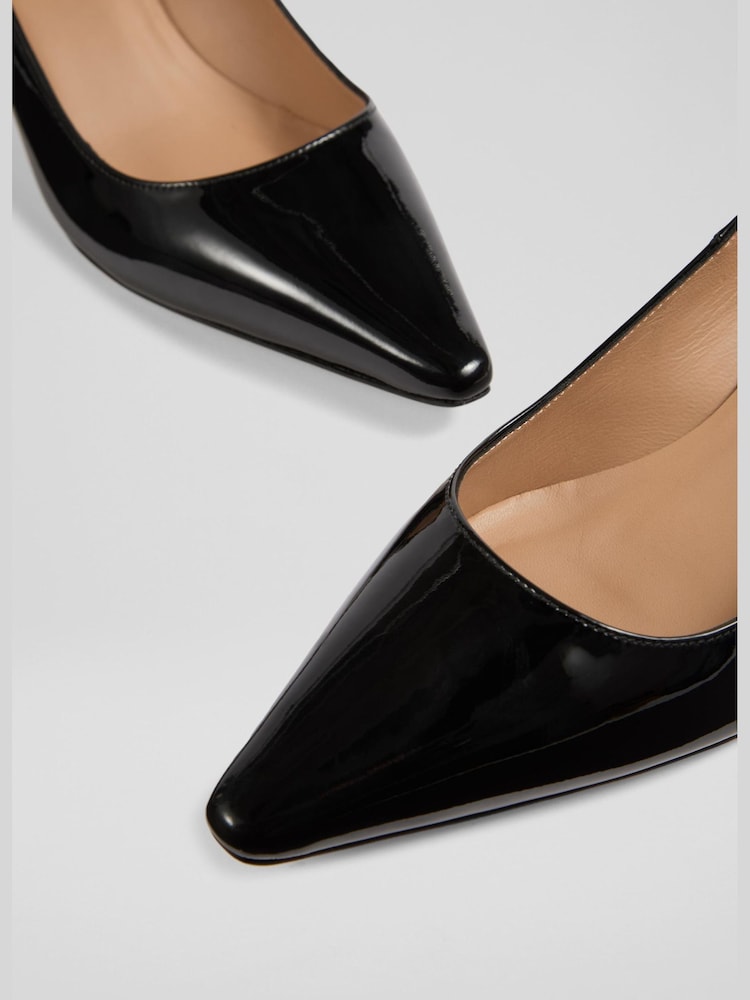 LK Bennett Black New Ava Patent Pointed Kitten Heel Court Shoes - Image 2 of 2 LK Bennett Black New Ava Patent Pointed Kitten Heel Court Shoes - Image 2 of 2