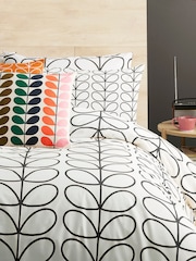 Orla Kiely Charcoal Cream Linear Stem 200 Thread Count Duvet Cover and Pillowcase Set - Image 2 of 2