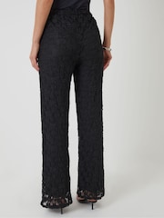Threadbare Black Wide Leg Pull On Lace Trousers - Image 4 of 5