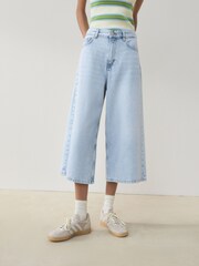 Bleach Blue Cropped Wide Leg Palazzo Jeans - Image 2 of 10