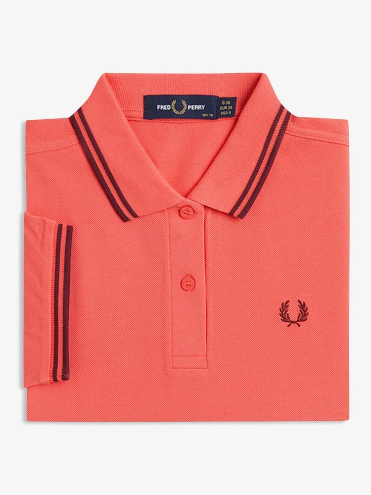 Fred Perry Coral Pink Twin Tipped Polo Shirt - Image 5 of 5 Fred Perry Coral Pink Twin Tipped Polo Shirt - Image 5 of 5
