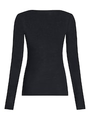 Hunkemoller Black Supersoft Boatneck T-Shirt Thermal Base Layer With Cashmere - Image 6 of 7