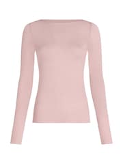 Hunkemoller Pink Supersoft Boatneck T-Shirt Thermal Base Layer With Cashmere - Image 7 of 8