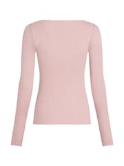 Hunkemoller Pink Supersoft Boatneck T-Shirt Thermal Base Layer With Cashmere - Image 8 of 8