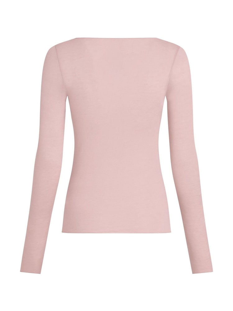 Hunkemoller Pink Supersoft Boatneck T-Shirt Thermal Base Layer With Cashmere - Image 8 of 8