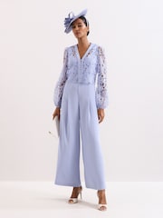 Phase Eight Blue Petite Winona Lace Jumpsuit - Image 1 of 8