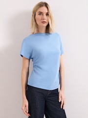 Phase Eight Blue Faye Pleat T-Shirt - Image 1 of 7