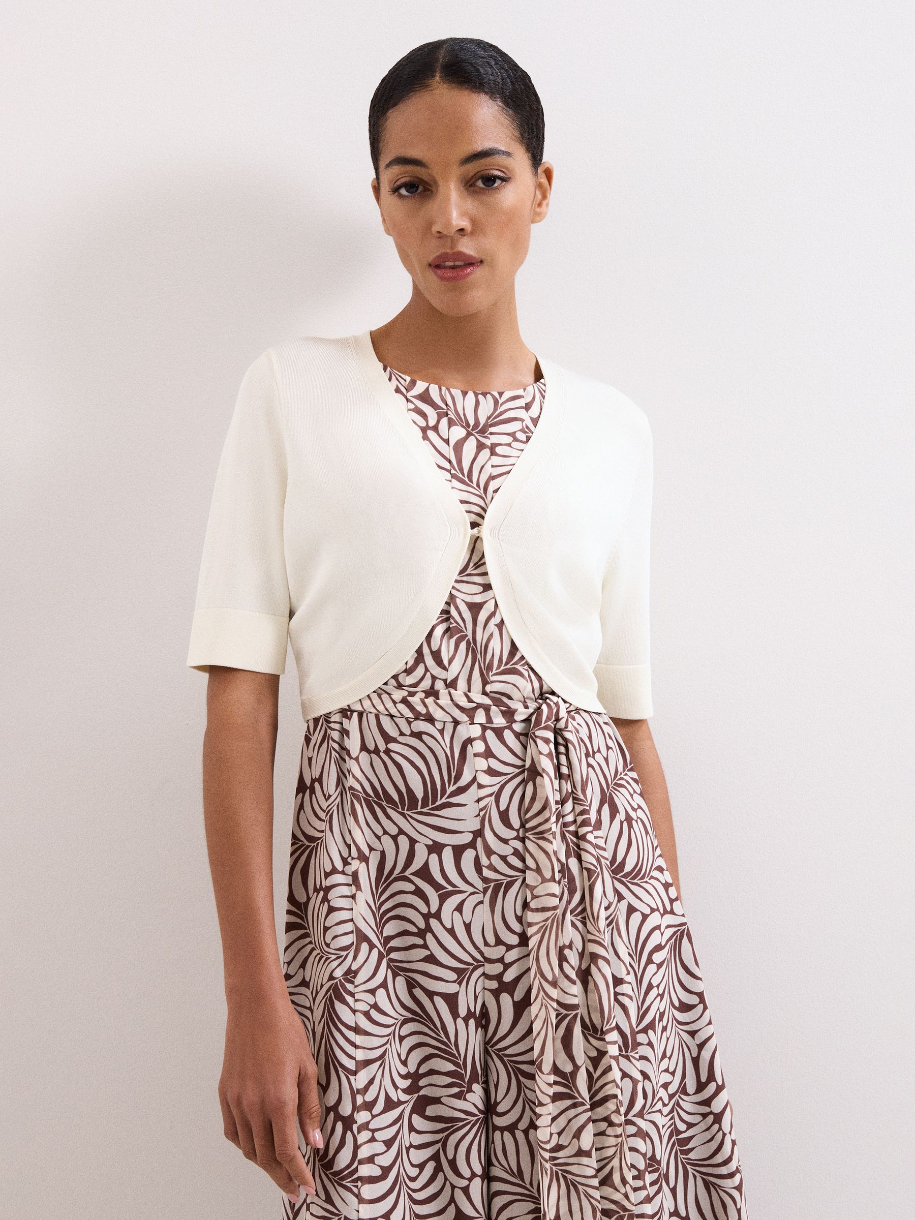 Phase Eight Women's Warm White Riah Short Sleeve Bolero Shrug In Large - Image 1