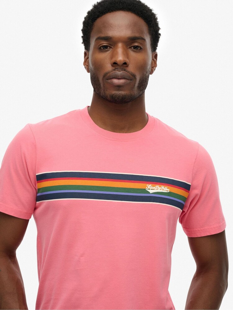 Superdry Pink Superdry Outdoor Stripe Logo Relaxed T-Shirt - Image 5 of 5 Superdry Pink Superdry Outdoor Stripe Logo Relaxed T-Shirt - Image 5 of 5