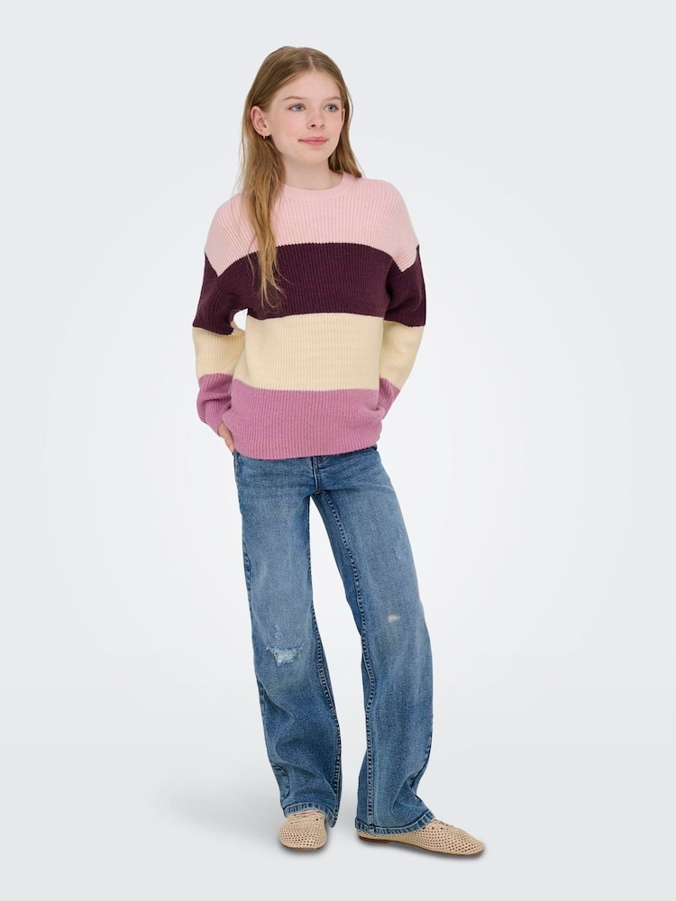 ONLY KIDS Striped Knitted Purple Jumper - Image 2 of 6 ONLY KIDS Striped Knitted Purple Jumper - Image 2 of 6